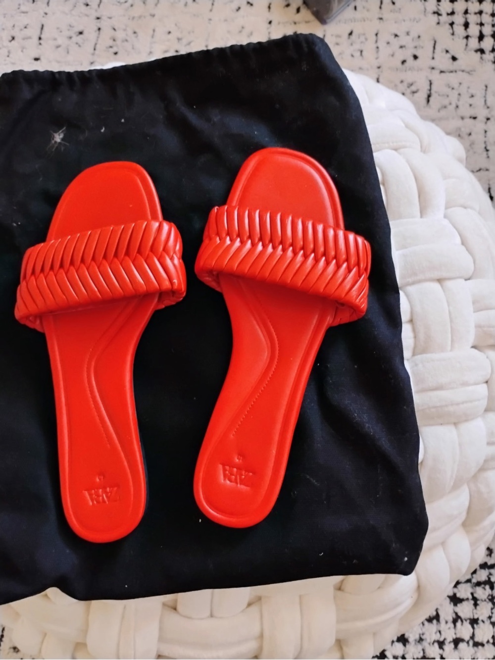 Zara Orange Braided Slide Sandals